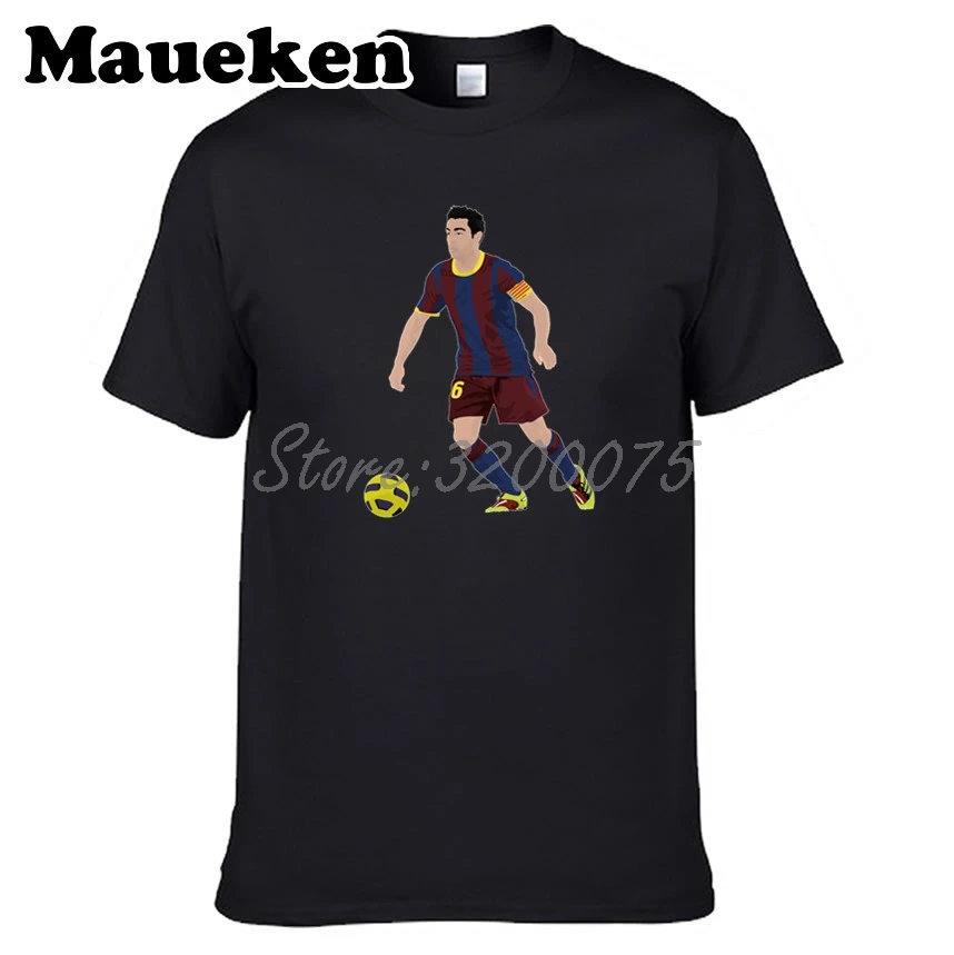 Мужская футболка Xavi Hernandez Creus 6 Legend Captain Spain с круглым вырезом W17072827|t shirt men|t shirttees men |