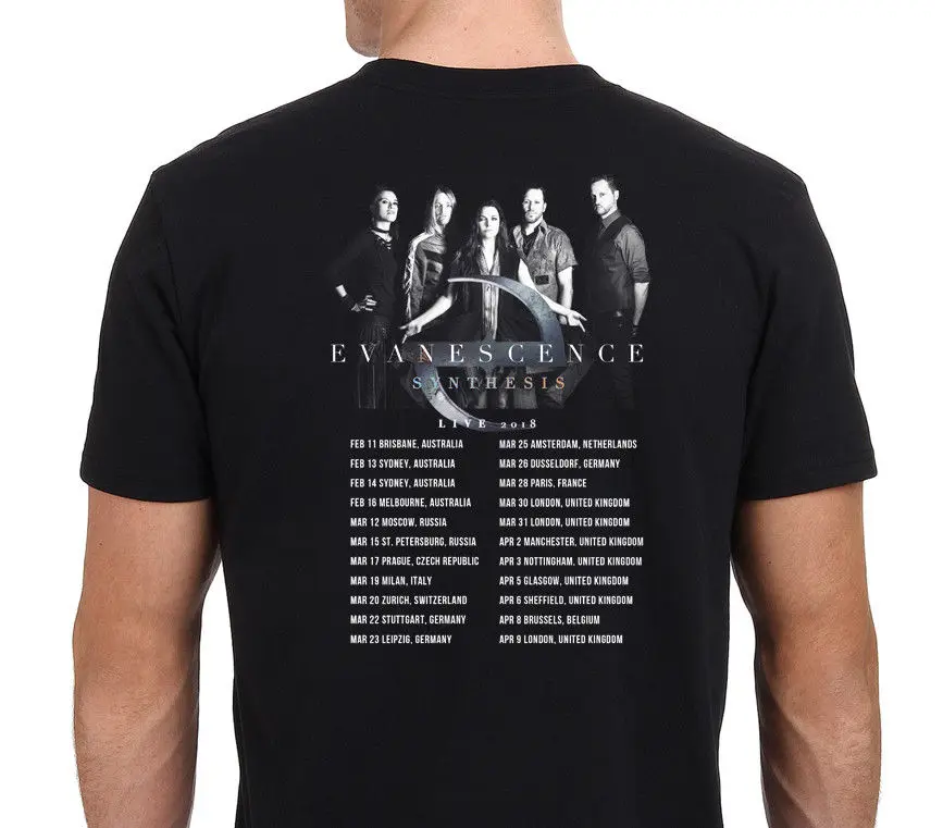 Новый Evanescence Band Synthesis Tour 2018 Мужская Черная Футболка размер S до 4Xl | одежда
