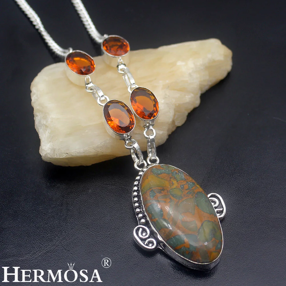 Hermosa ювелирные изделия уникальная Мода зеленый UNAKITE морганит серебро 925 пробы
