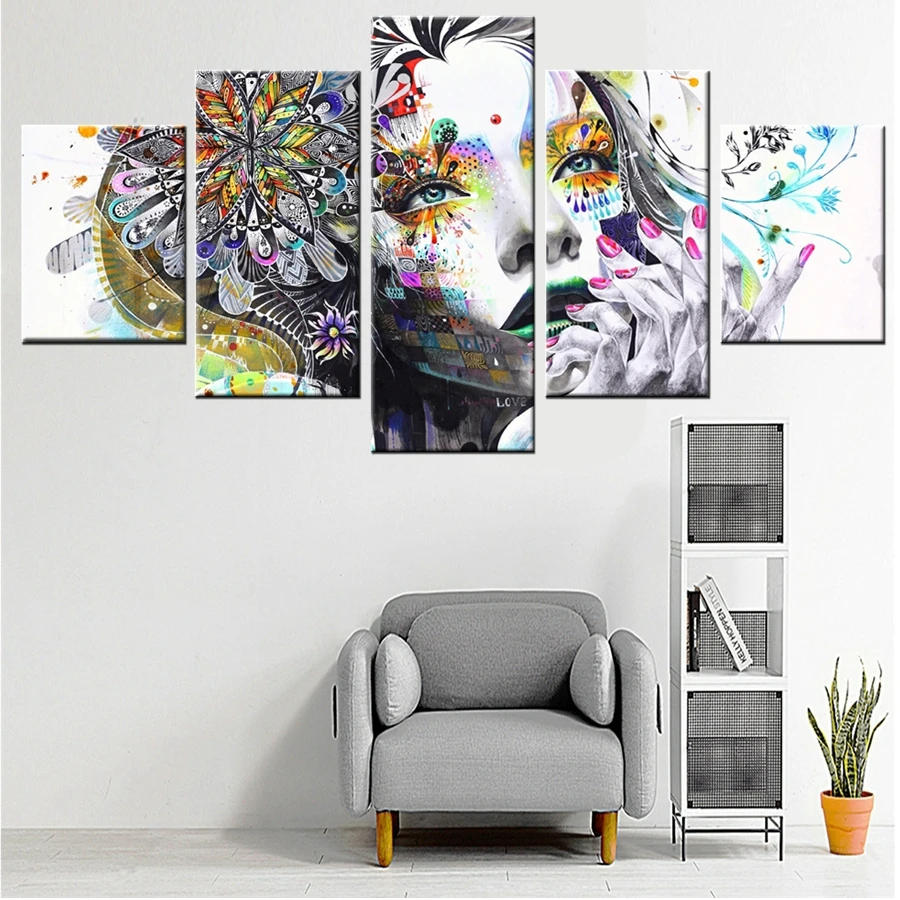 

Bedroom Office Decor Tatto Flower Girl Pretty Graffiti Canvas Painting for Living Room Wall Art Poster Print Home Decor