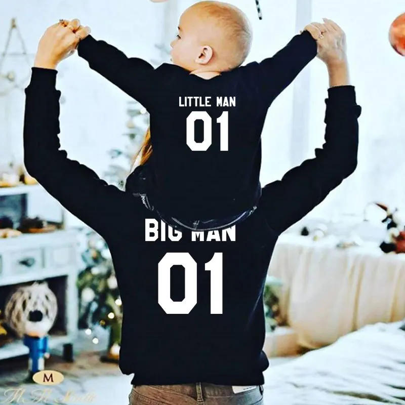 

Father son Cotton Long sleeved T-Shirts Daddy and baby Kids Family outfits O-Neck Woman Clothing Casual New boy clothes