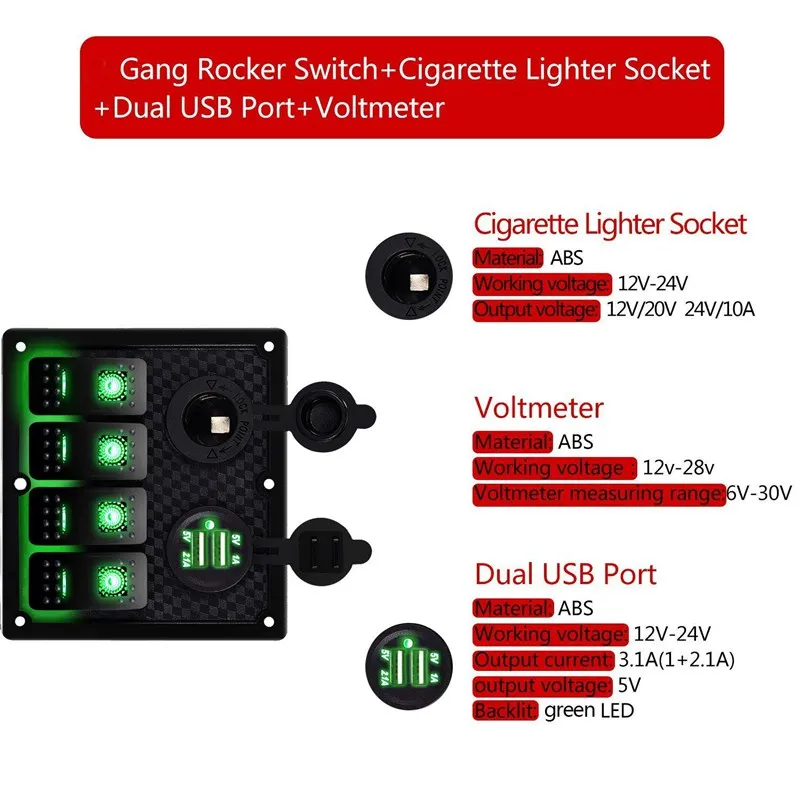 12V-24V 4 Gang морской катер автомобиля цепи RV светодиодный переключатель кулисный
