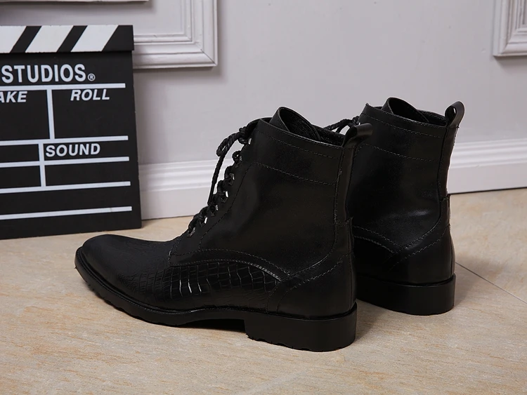 Мужские кожаные ботильоны с острым носком на шнуровке|shoes men|shoes qualityshoe man men |