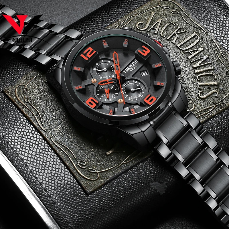 NIBOSI мужские часы Роскошные известный бренд Мужская мода платье военные
