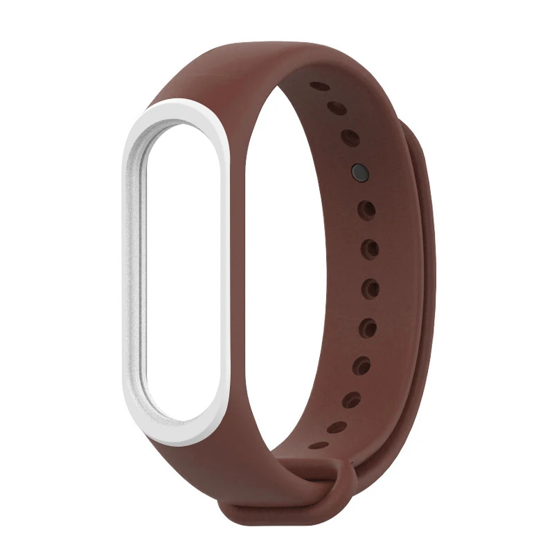 Brown-white Цветной браслет mi Band 3 4, силиконовый ремешок на запястье для Xiaomi mi Band 4, аксессуары для браслета mi band 4, сменные двухцветные ремни - Цвет: Brown-white