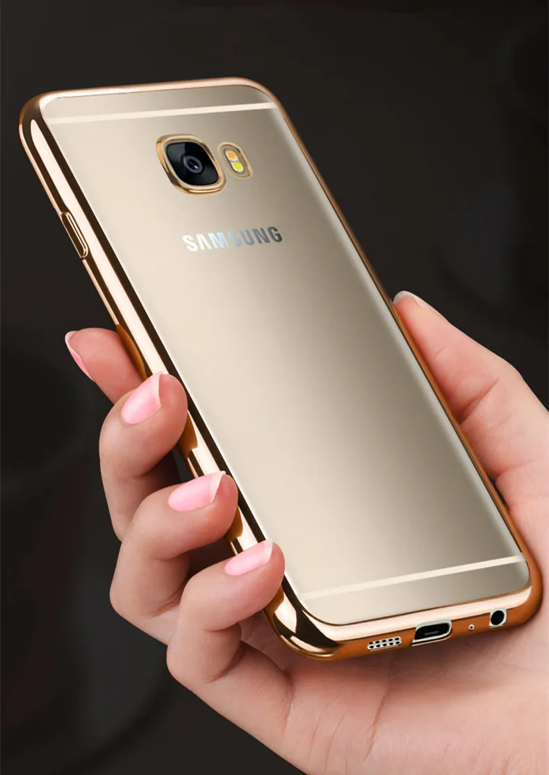 Ультратонкий Мягкий силиконовый чехол с гальваническим покрытием для Samsung Galaxy C5