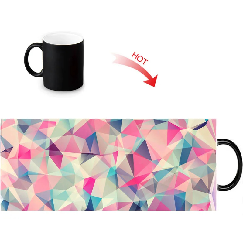 Керамическая кружка с абстрактным геометрическим рисунком термочувствительные