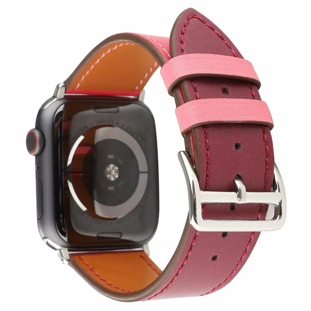 Новейший цветной кожаный ремешок для часов iWatch5 4 3 2 1, ремешок для часов Apple Watch 42 мм, 38 мм, 40 мм, 44 мм, ремешок для браслета