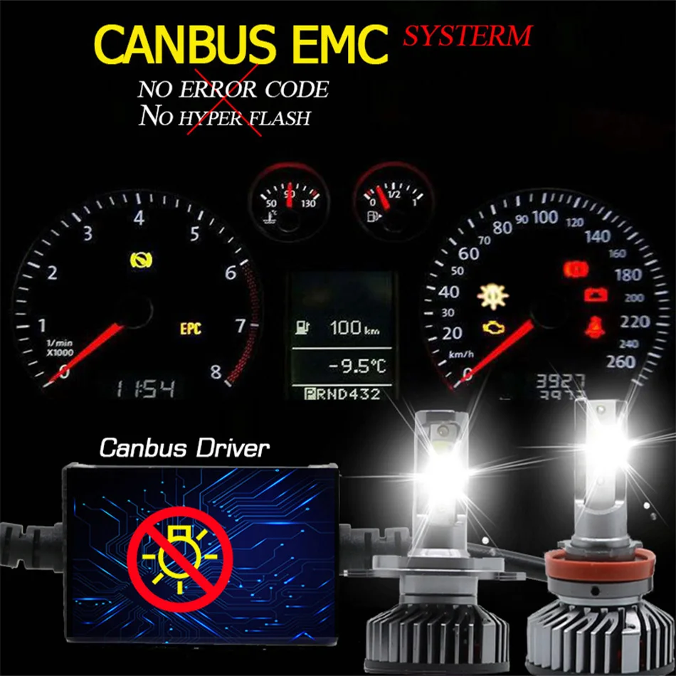 Yamyff H4 светодиодный H7 светодиодный H11 Canbus LED головные фары лампы Автомобильные фары 4300K 8000K 6500K 3000K H3 H1 HB3 9005 9006 880 H27 12V Авто противотуманных фар