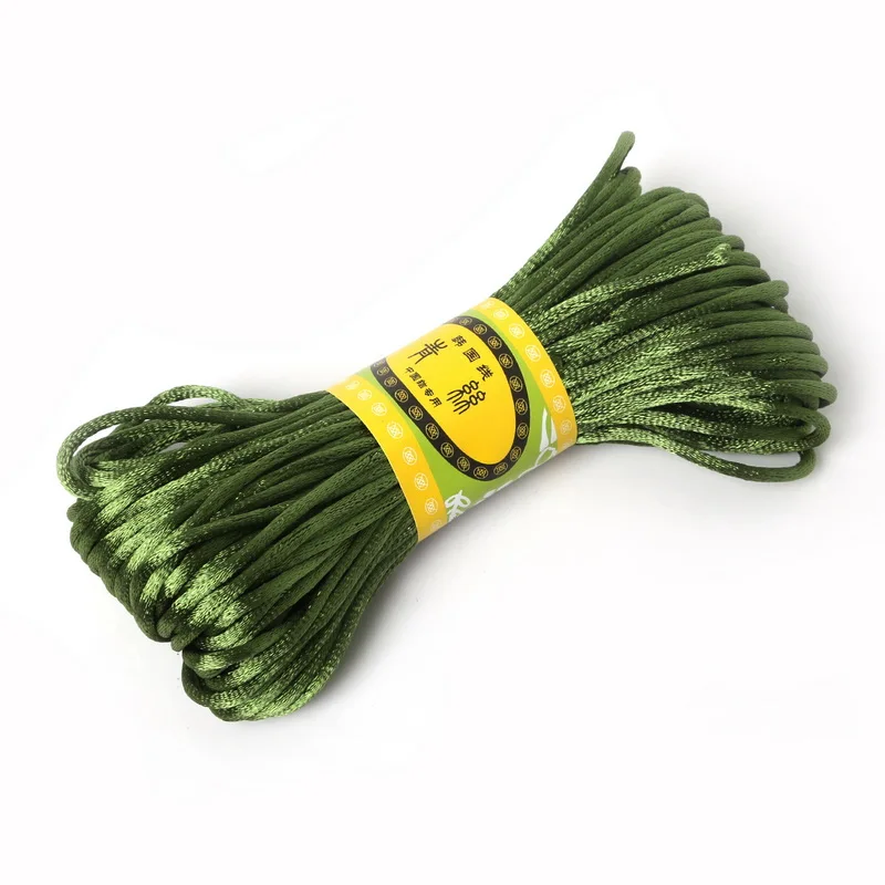 Army Green 29 цветов 20 м 2 мм крепкий Плетеный макраме Шелковый Атласный нейлоновый шнур веревка DIY Ювелирный Браслет фурнитура для изготовления бисероплетения нить проволока - Цвет: Army Green