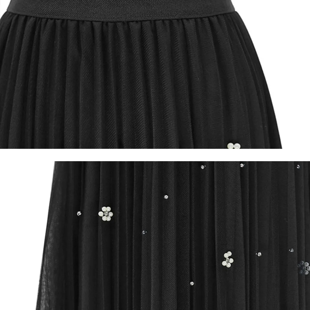 

long skirts for women Women Spring Summer Elastic High Waist Long Mesh Skirt Womens Tutu Maxi Pleated Y724