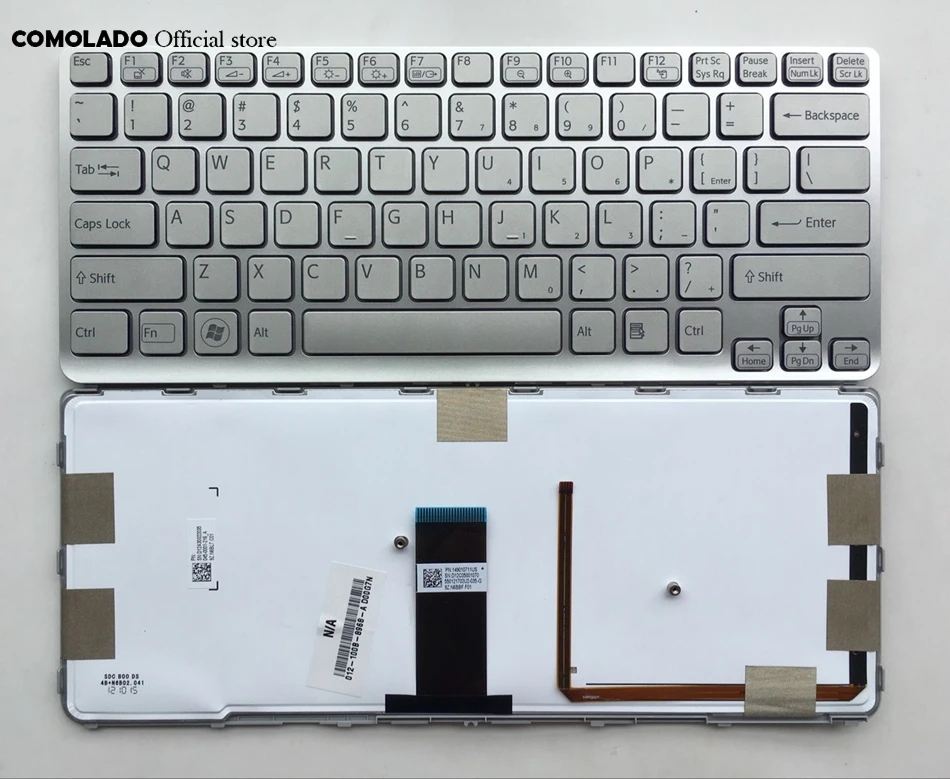 Английская клавиатура для Sony Vaio SVE 14 SVE14 SVS14 SVE14A с подсветкой серебряной рамкой