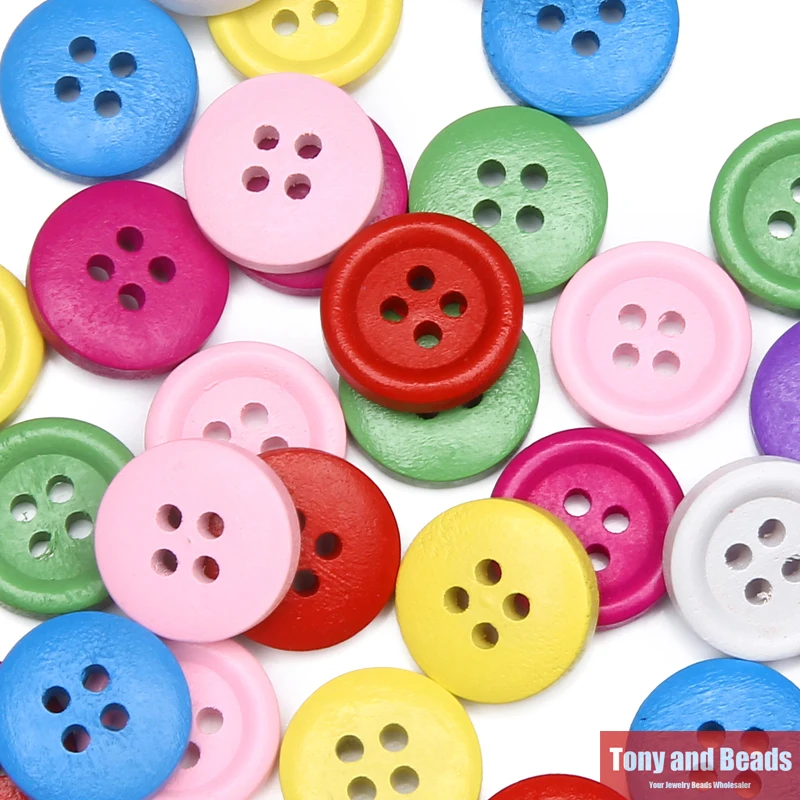 Натуральный случайно подобранные круглые 4 отверстие древесины швейная пуговица