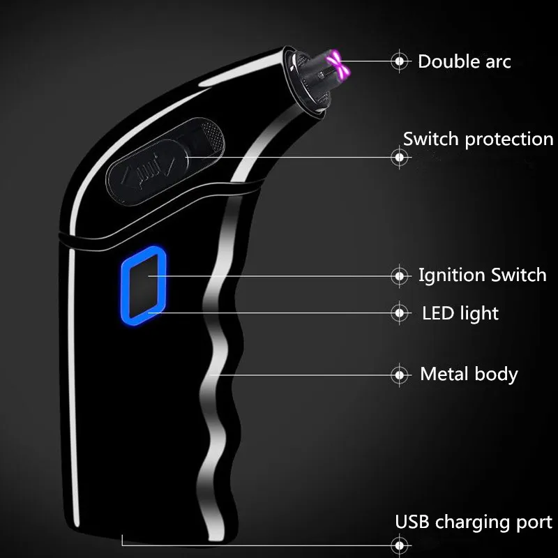 Новая мода творческий USB ветрозащитный негорящий сильный двойной для Плазменно