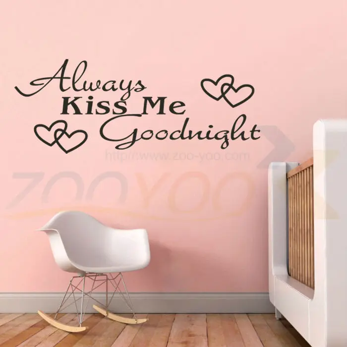 Съемная виниловая настенная наклейка с надписью Always kiss me GOODNIGHT | Дом и сад