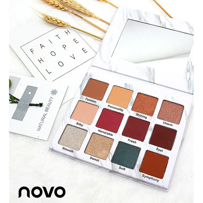 

12 Color Eyeshadow Marble Dish Eye Makeup Waterproof Mineral Powder Shimmer Eye Shadow Make up Palette Cosmetics For Women
