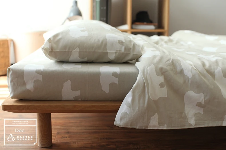 100% хлопок саржа мультфильм полярный медведь принт удобный комплект постельного