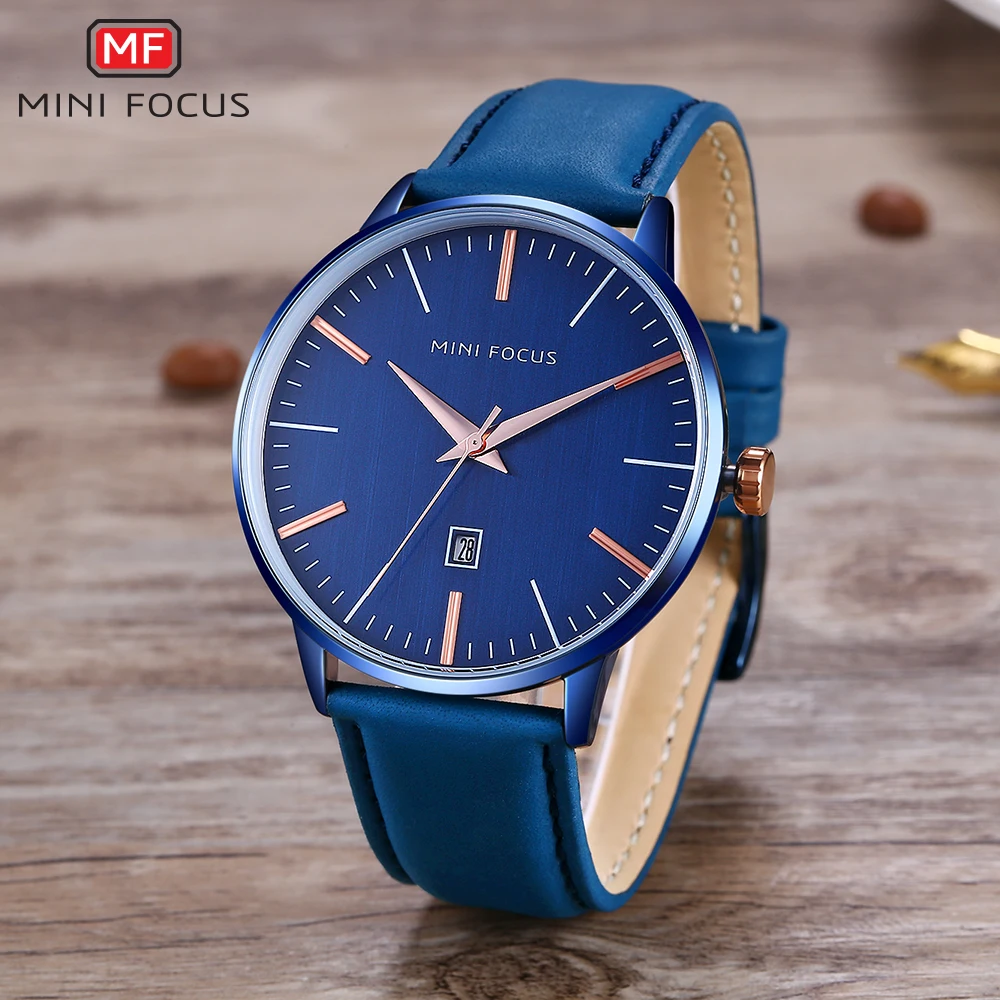 Часы MINIFOCUS мужские Роскошные кожаные классический модный дизайн простой дисплей