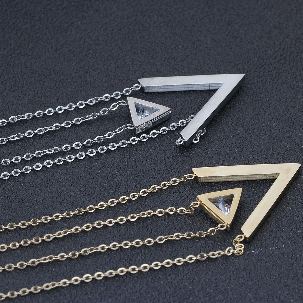 Женское Ожерелье с двойным v образным вырезом NIBA золотистого цвета