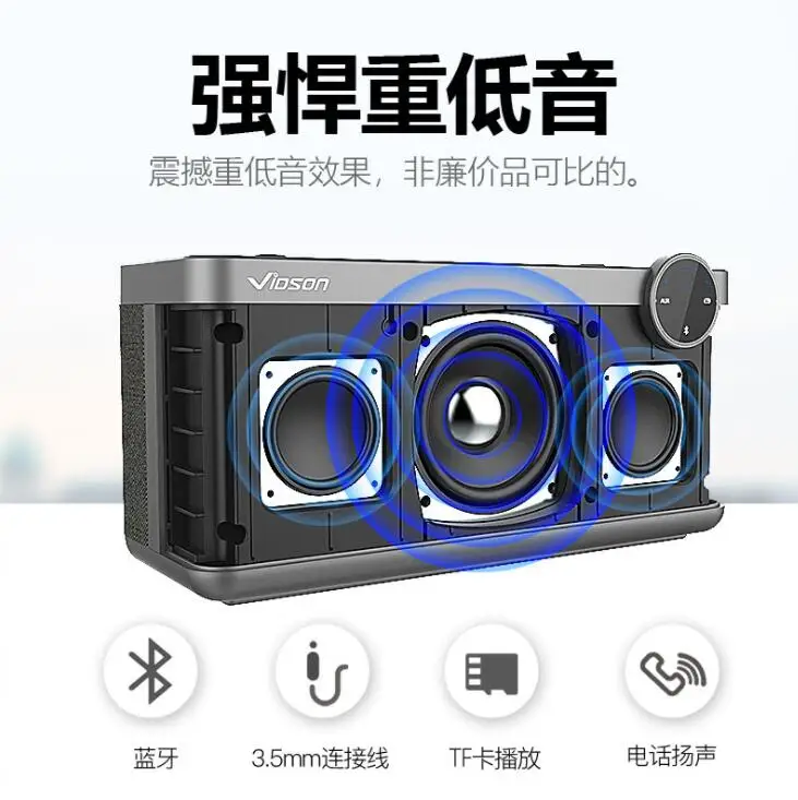 VIDSON V6 Bluetooth колонка в ретро стиле смарт-карты сабвуфер Настольный портативный