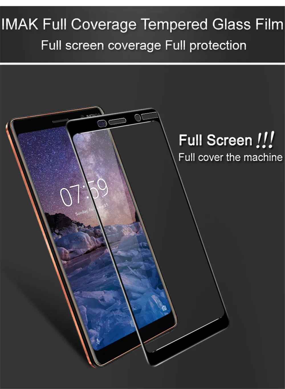 Imak Для Nokia 7 Plus стеклянная пленка 6,0 дюймов полное покрытие закаленное стекло для Nokia 7 Plus 7+ 7plus стеклянная Защитная пленка для экрана