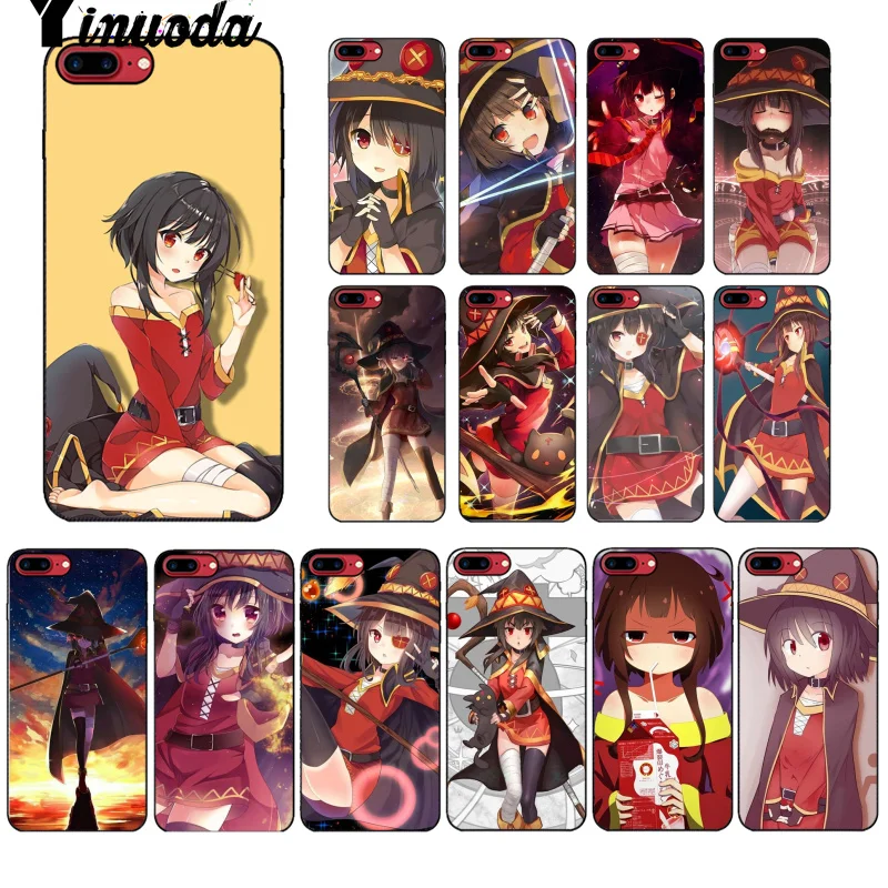 Yinuoda Япония Аниме Konosuba Megumin черный мягкий чехол для телефона Apple iPhone 8 7 6 6S Plus X XS MAX 5