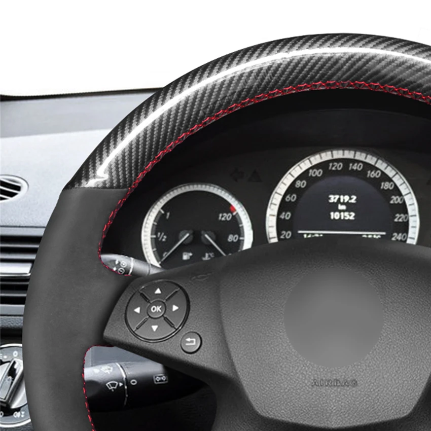 MEWANT черный PU чехол рулевого колеса автомобиля из углеродного волокна для Mercedes Benz