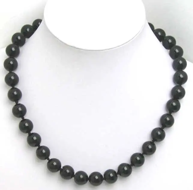 

Big 12MM Black round Natural Stone 18 inch Necklace-5132 wholesale/retail Free shipping