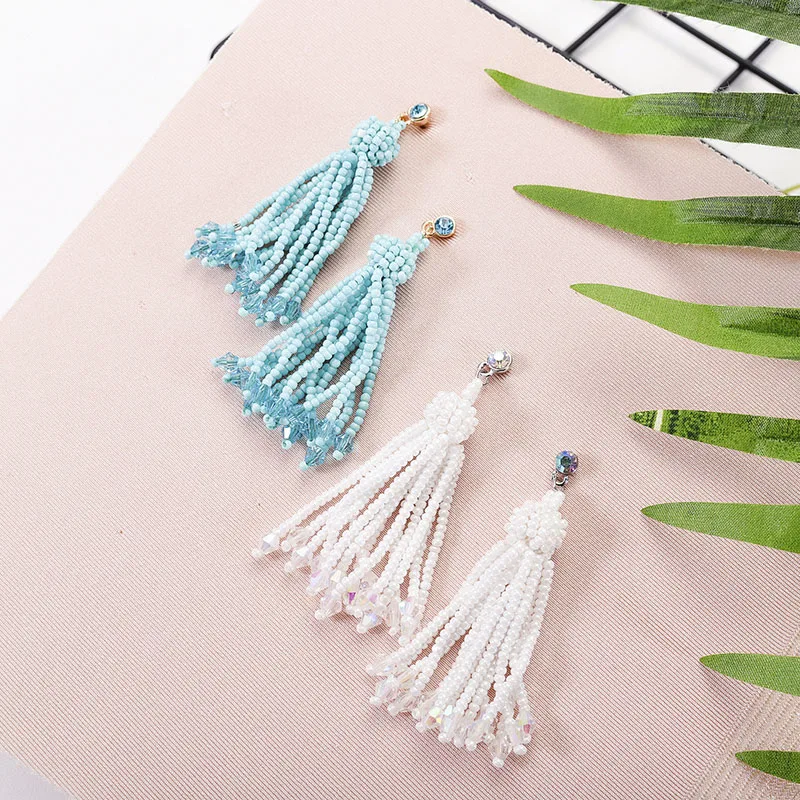 Серьги с кисточками Carvejewl песочные бусины висячие серьги для женщин ювелирные
