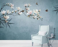 custom wallpaper hand painted magnolia flower bird tv background mural home decoration living room bedroom photo 3d wallpaper