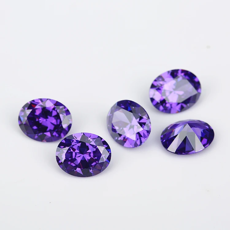 

50PCS 2x3~13x18mm Oval Shape Loose CZ Stone Violet Color AAAAA Cubic zirconia Synthetic stone For Jewelry DIY Gems Stone