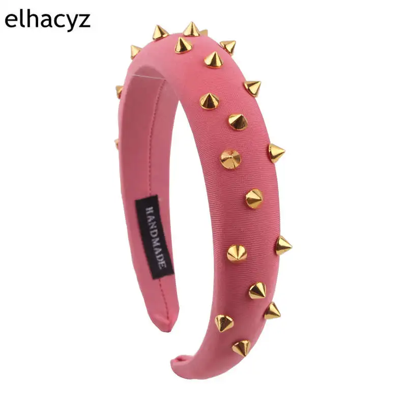3 7 шт./лот, новинка, широкая губчатая повязка 1,2 дюйма, золотые шипы, заклепки, Шипованная лента, вечерние, панк, для женщин, лента для волос, аксессуары для волос - Цвет: 3
