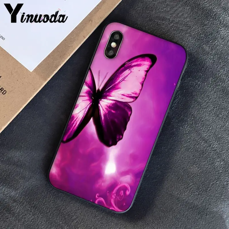 Yinuoda бабочка окрашенный чехол для телефона iPhone 6S 6plus 7 7plus 8 8Plus X Xs MAX 5 5S XR 11 pro max |