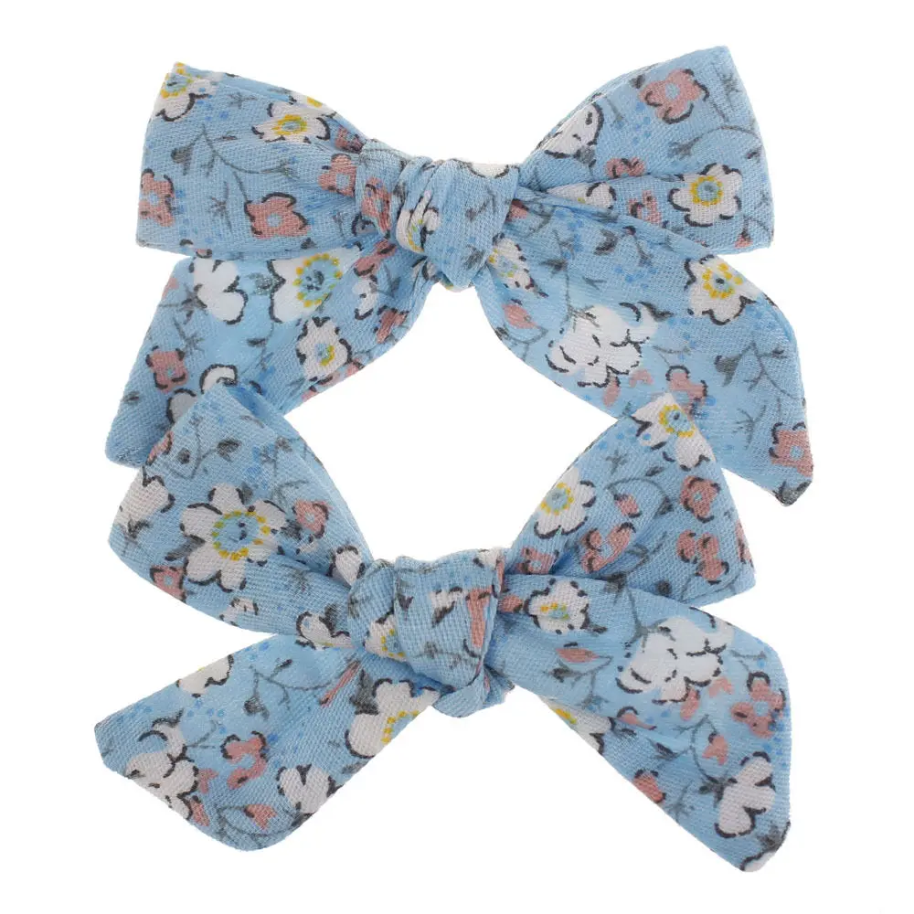 printed blue Ruoshui девушки печатных шпильки с цветами зажимы для девочек Твердые заколки детские аксессуары для волос детские заколки ткань украшения - Цвет: printed blue