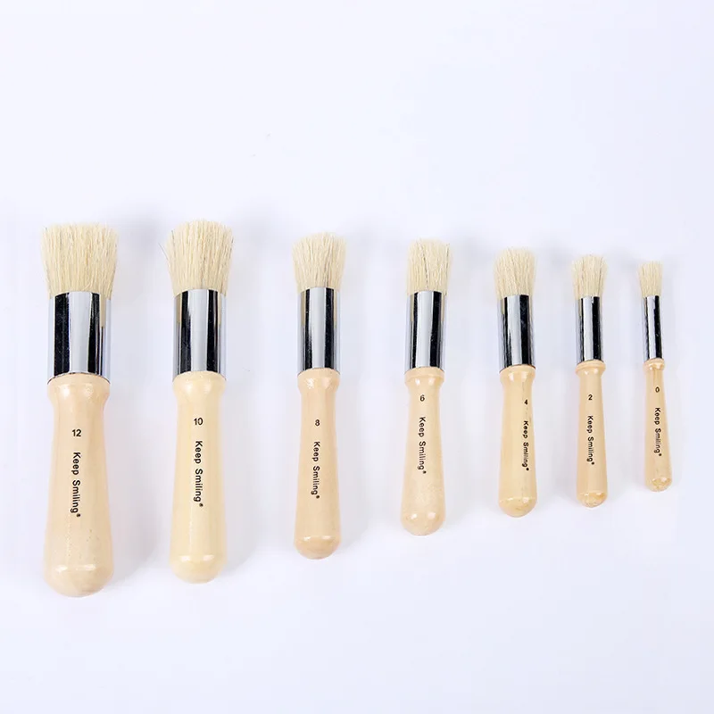set (7 pcs) Деревянная кисть для трафаретов с натуральной щетиной идеально подходит для акриловой живописи, масляной живописи, акварельной живописи, Stenc - Цвет: set (7 pcs)