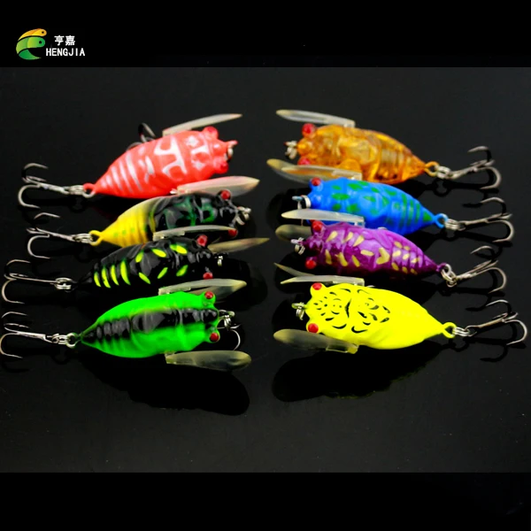 

8PCS Cicada 6.4g 4cm Perch Insect Lure Bait Fishing Lure Treble Barb Hooks Fishing Tackle Artificial Bait Fishing accessories