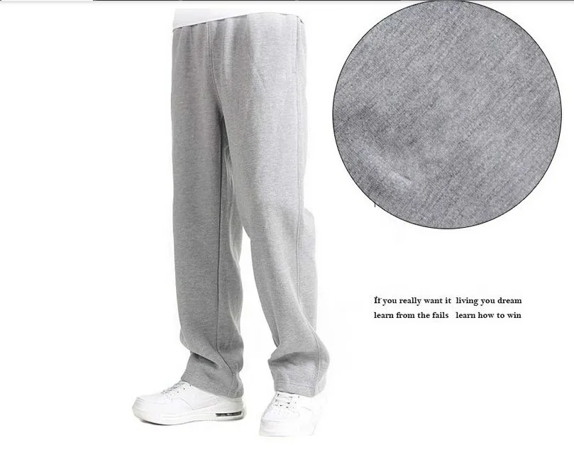 Light Gray Однотонные мужские штаны для бега из хлопка, свободные дышащие спортивные штаны большого размера, спортивные тренировочные баскетбольные штаны для бега размера плюс - Цвет: Light Gray