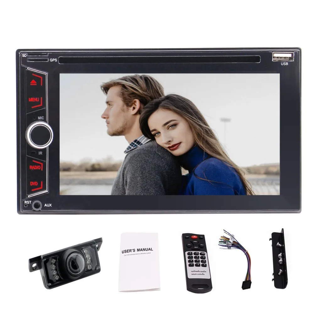 Аудио двойной Din Bluetooth DVD/CD/MP3/USB/SD AM/FM стерео 6 2 ''беспроводной пульт
