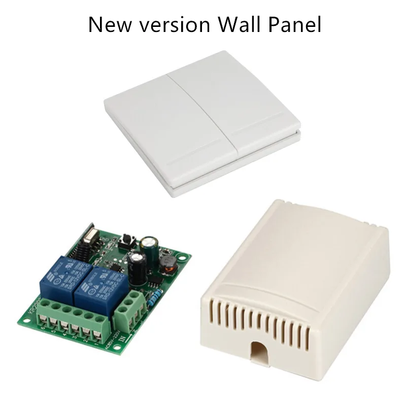 Wall TX and KR2202 QIACHIP 433Mhz 220V 2CH беспроводной пульт дистанционного управления релейный модуль приемника и 2CH пульт дистанционного управления s настенная панель RF передатчик - Цвет: Wall TX and KR2202