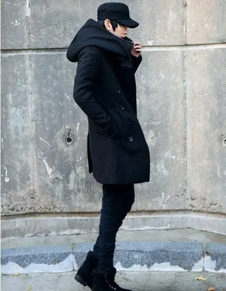 Европейское и американское мужское осеннее зимнее шерстяное пальто куртка