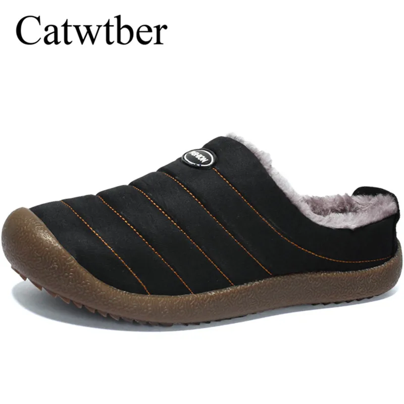 Catwtber Winter Plush Women Slippers Shoes Big Size 48 Slides Home Unisex Fleece Warm Fur Thicken Cotton-padded | Обувь