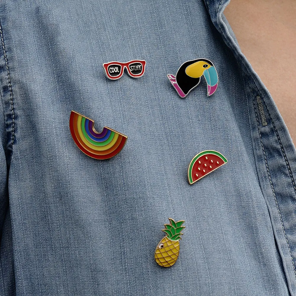 1 шт. летняя брошь значки с героями мультфильмов радужная Кнопка ананаса на