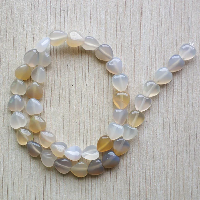 white agate Модные хорошее качество натуральные камень в форме сердца бусины 10 мм для ювелирных изделий Изготовление аксессуаров 78 шт./лот - Цвет: white agate