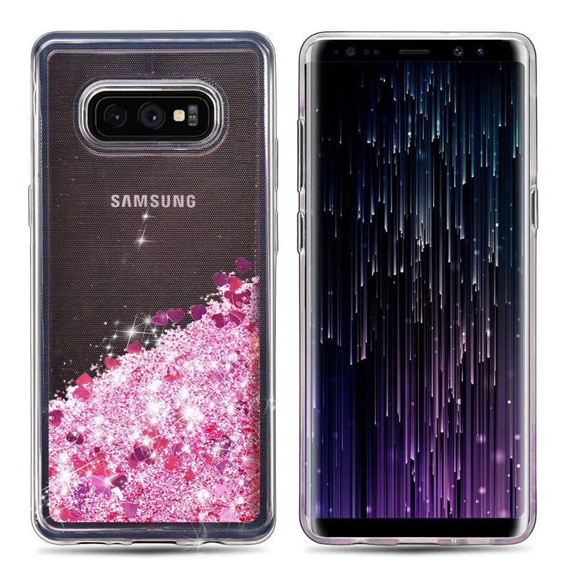 Sparkle Liquid Bling Soft TPU Love Heart Stylish Quicksand Case for Samsung Galaxy Note 8 Glitter women Shimmer Phone | Мобильные