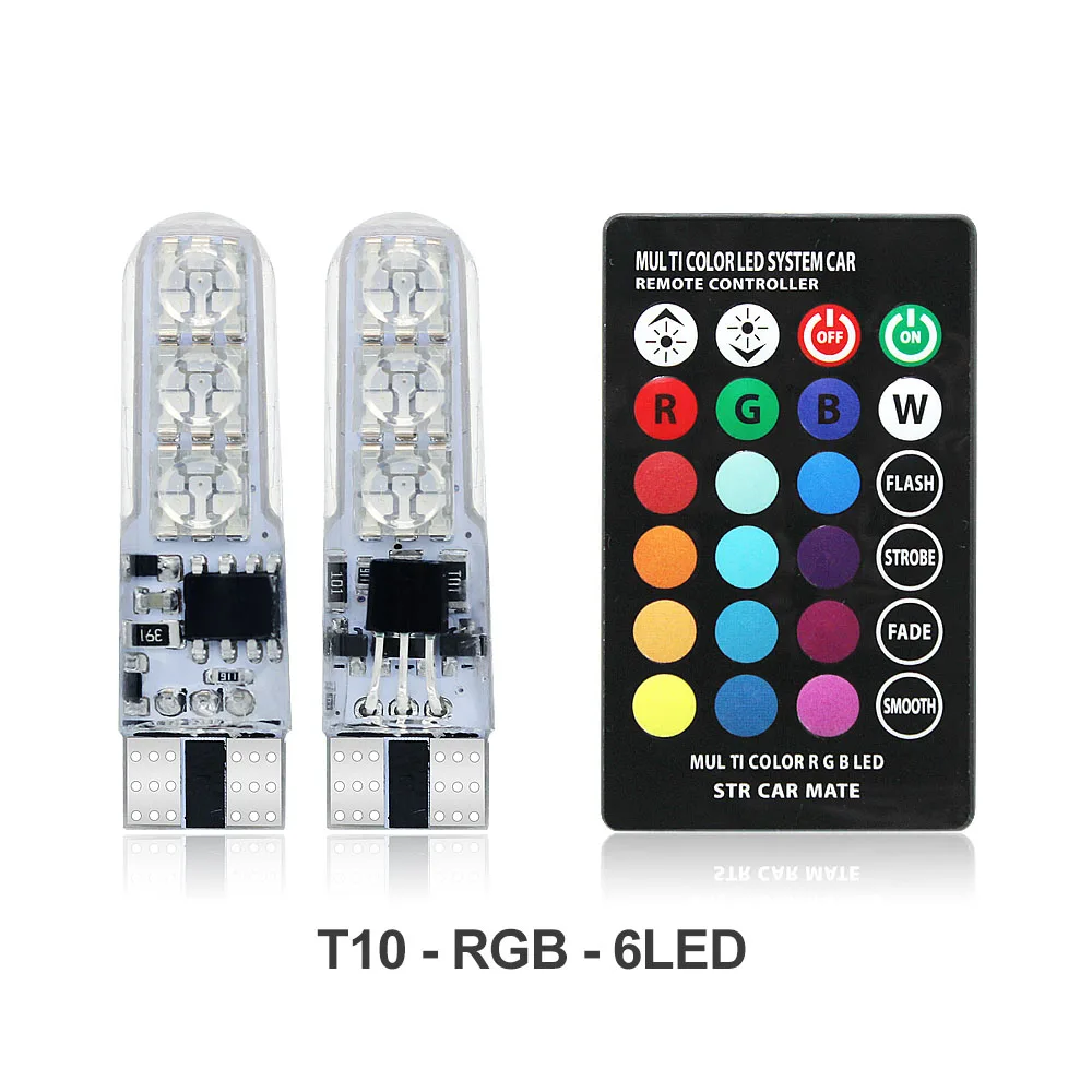 Type A Мигающий светодиодный T10 RGB автомобильный габаритный фонарь 12V W5W 194 168 RGBW COB светодиодный Авто атмосферная лампа для чтения с пультом дистанционного управления Управление - Испускаемый цвет: Type A