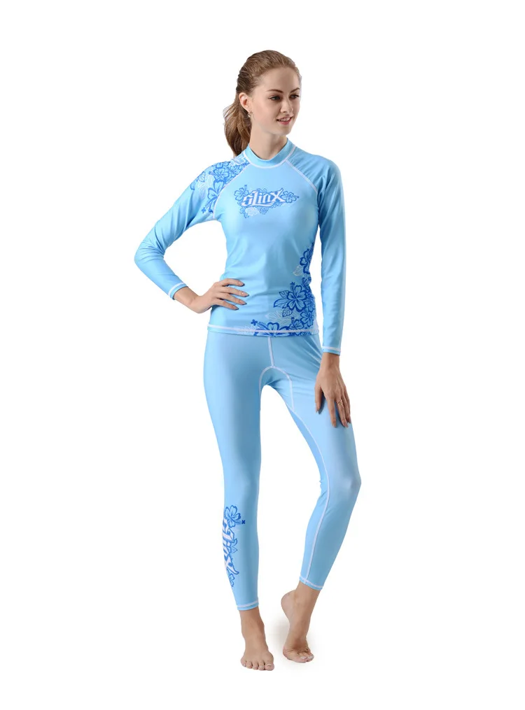 

Костюм Rashguard из двух предметов, рубашка для серфинга + штаны, одежда для плавания, пляжная одежда для подводной охоты, женская одежда для дайв...