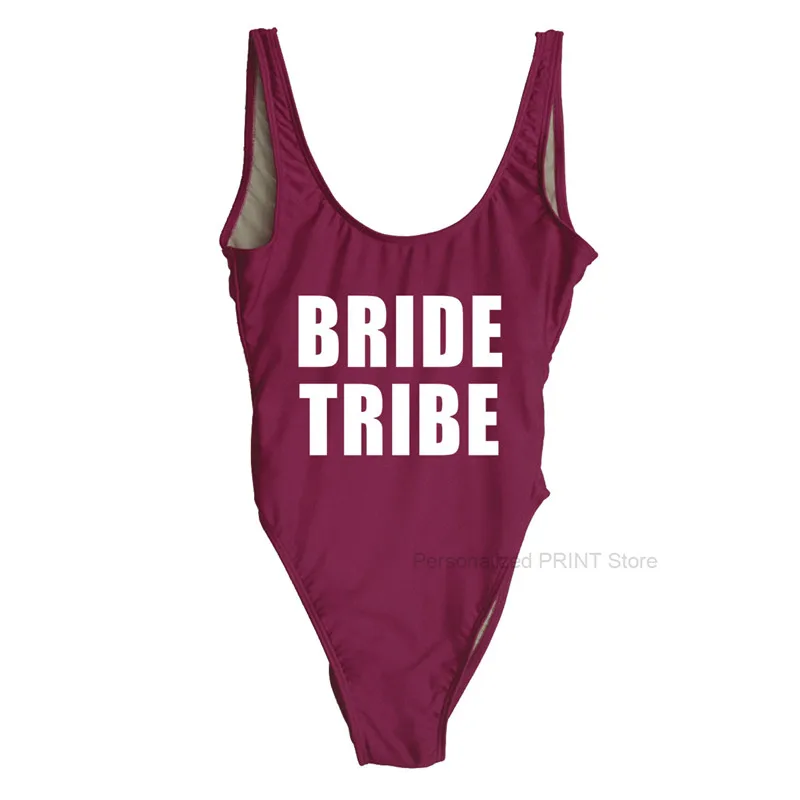Женский купальник для невесты Цельный надпись BRIDE Tribe купальный костюм девичника