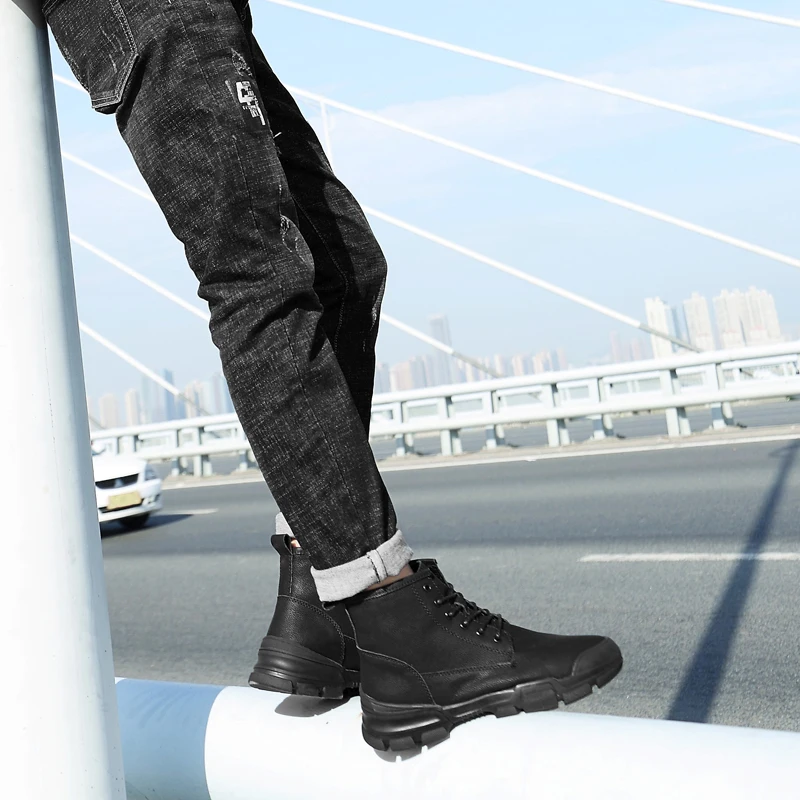 High Quality Autumn Men's Boots Leather Winter Warm Shoes Motorcycle Mens Ankle Boots Autumn Men Oxfords Shoes
