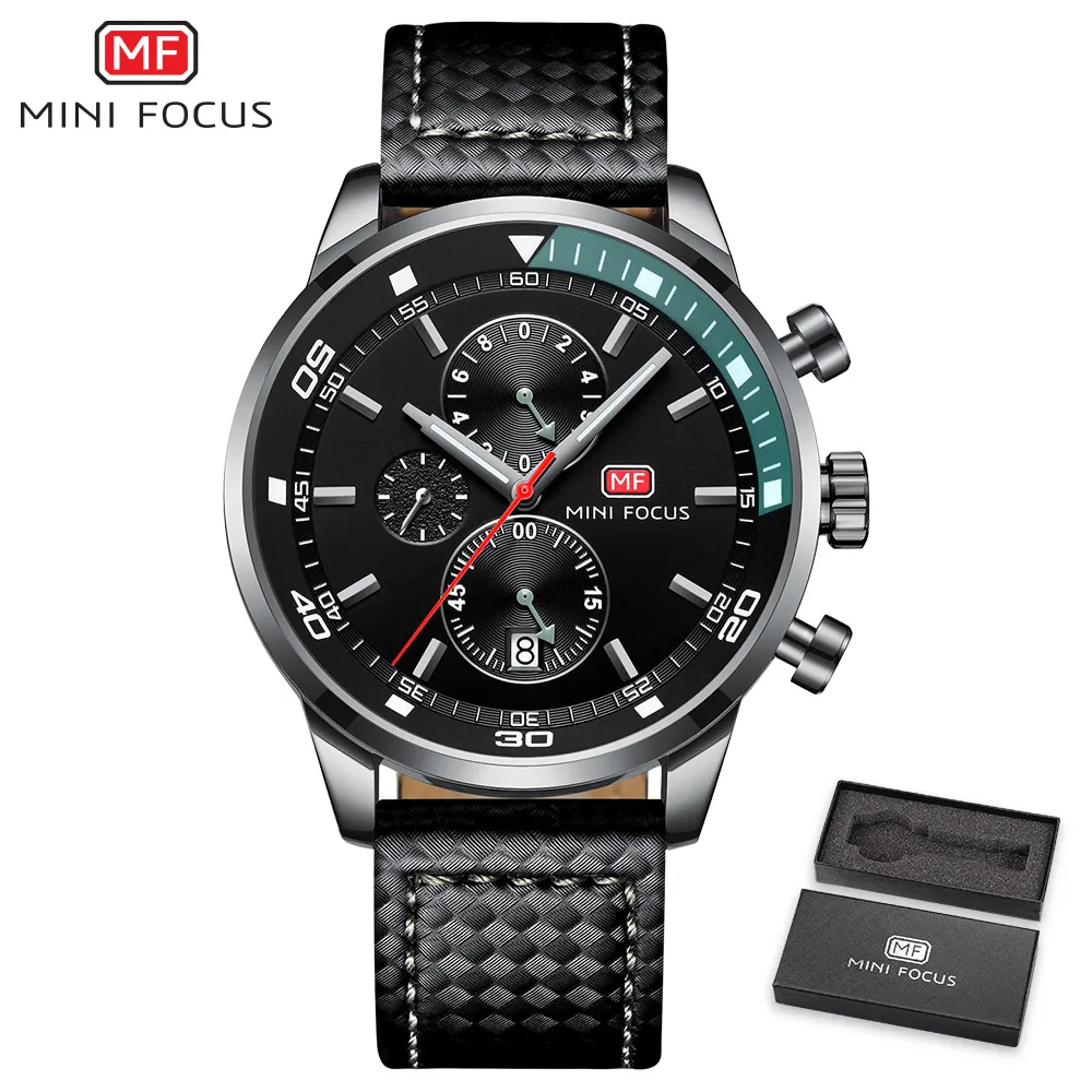 black green Мини фокус люксовый бренд модные мужские часы кожаный ремешок водонепроницаемые спортивные часы мужские s наручные кварцевые часы наручные мужские часы - Цвет: black green
