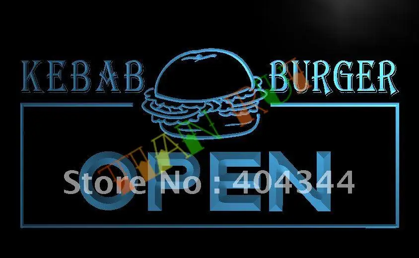 

LB167- OPEN Kebab Burger Cafe Fast Food LED Neon Light Sign